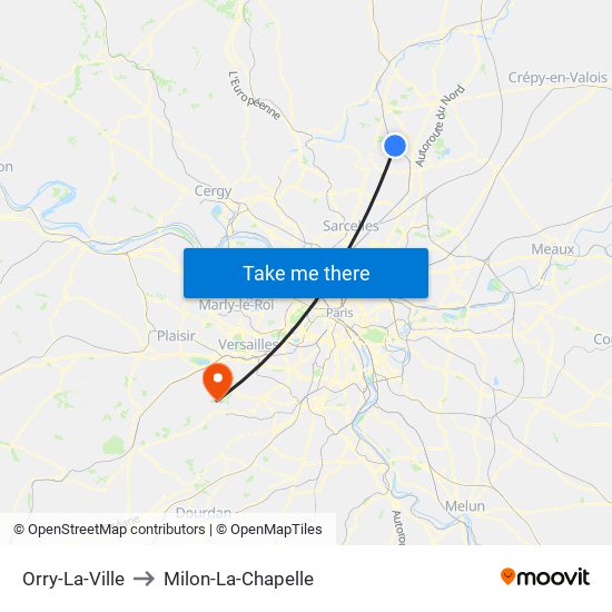 Orry-La-Ville to Milon-La-Chapelle map