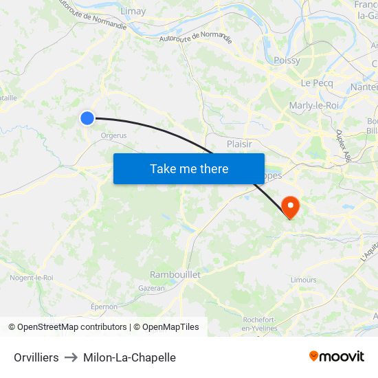 Orvilliers to Milon-La-Chapelle map
