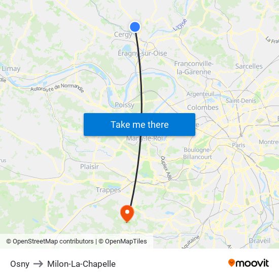 Osny to Milon-La-Chapelle map