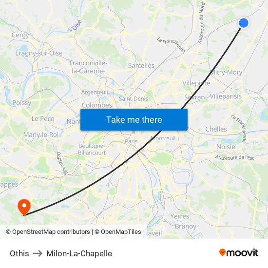 Othis to Milon-La-Chapelle map