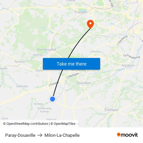 Paray-Douaville to Milon-La-Chapelle map