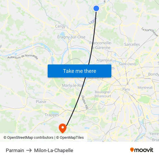 Parmain to Milon-La-Chapelle map