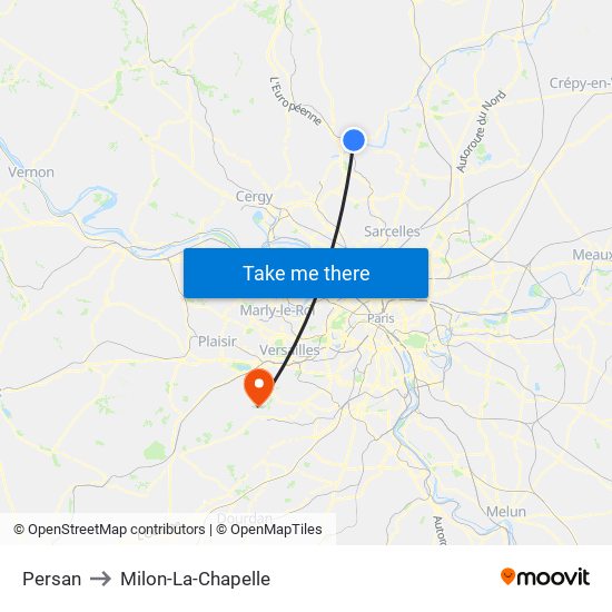 Persan to Milon-La-Chapelle map
