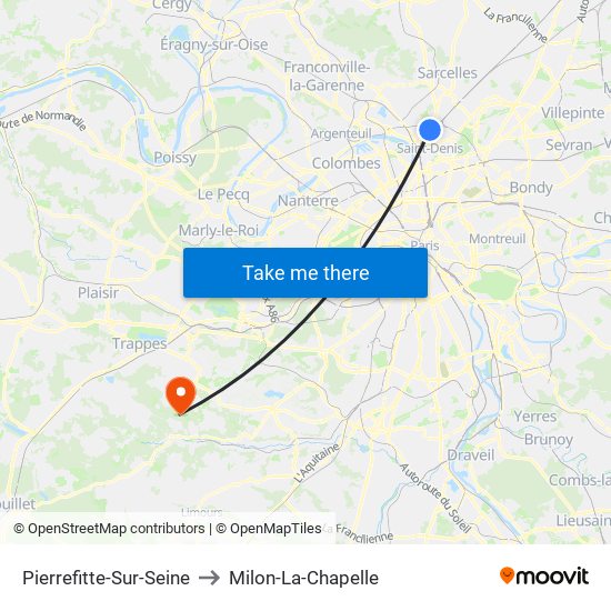 Pierrefitte-Sur-Seine to Milon-La-Chapelle map