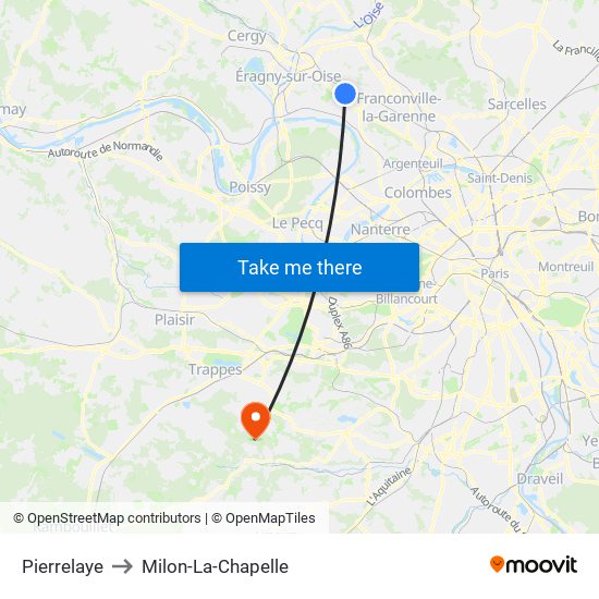 Pierrelaye to Milon-La-Chapelle map