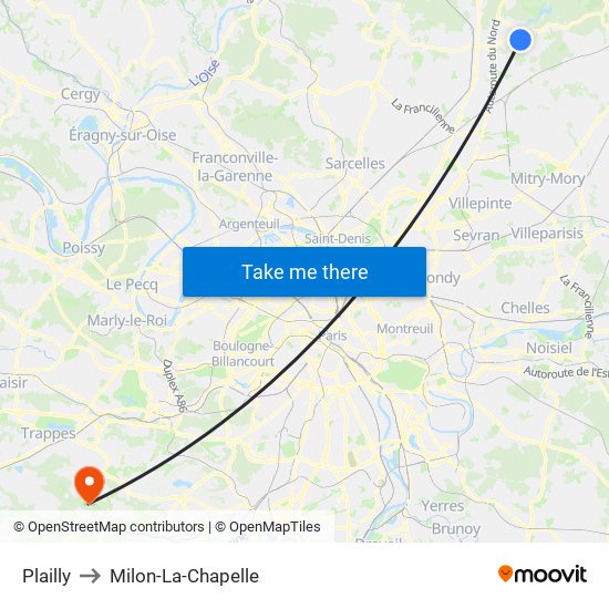 Plailly to Milon-La-Chapelle map
