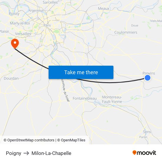 Poigny to Milon-La-Chapelle map