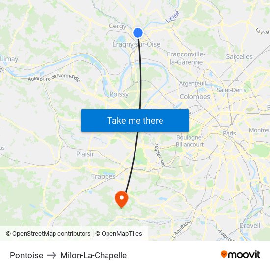 Pontoise to Milon-La-Chapelle map