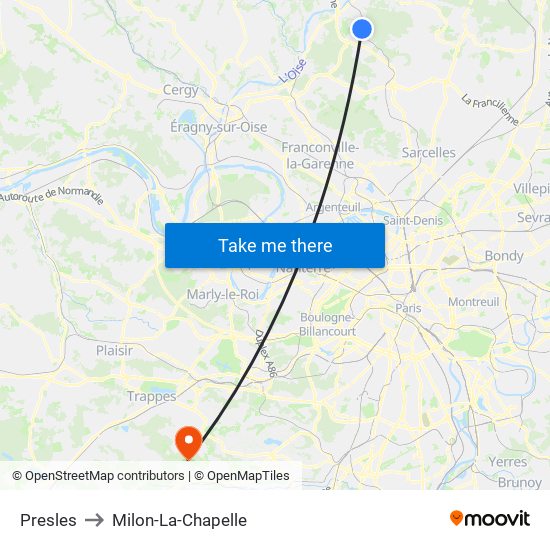 Presles to Milon-La-Chapelle map