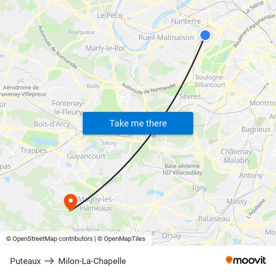 Puteaux to Milon-La-Chapelle map