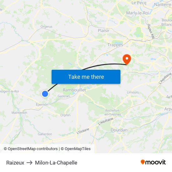 Raizeux to Milon-La-Chapelle map