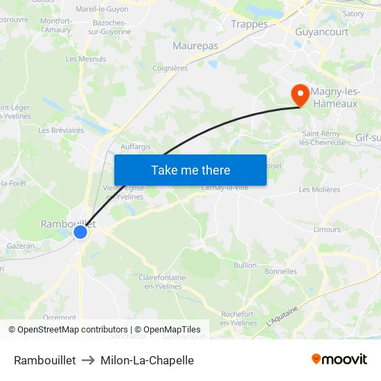Rambouillet to Milon-La-Chapelle map