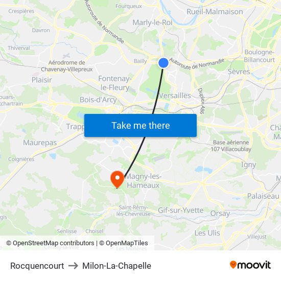 Rocquencourt to Milon-La-Chapelle map