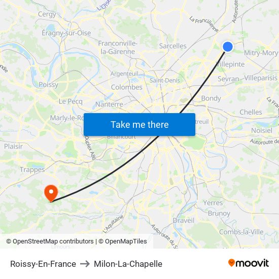 Roissy-En-France to Milon-La-Chapelle map