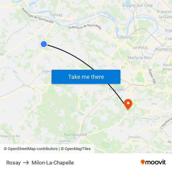 Rosay to Milon-La-Chapelle map