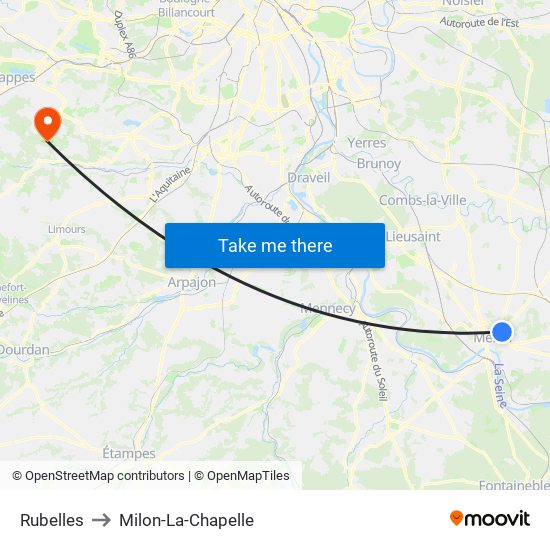 Rubelles to Milon-La-Chapelle map