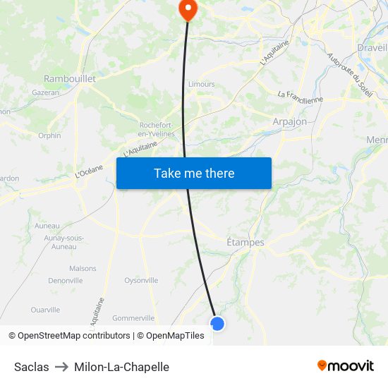 Saclas to Milon-La-Chapelle map