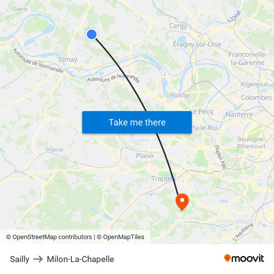 Sailly to Milon-La-Chapelle map