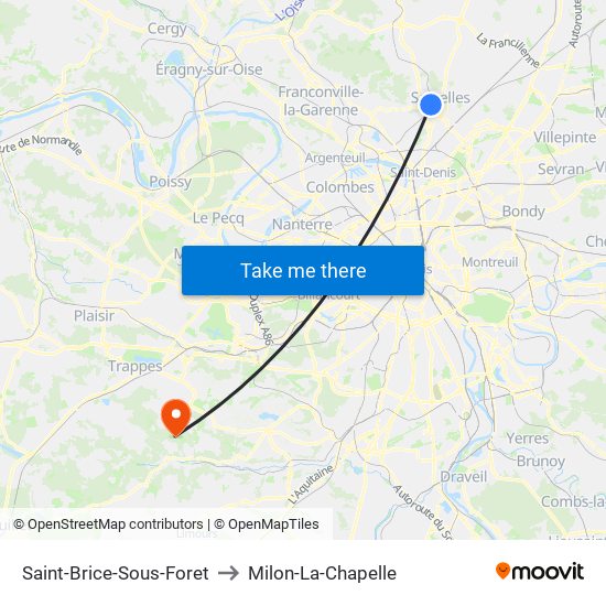 Saint-Brice-Sous-Foret to Milon-La-Chapelle map