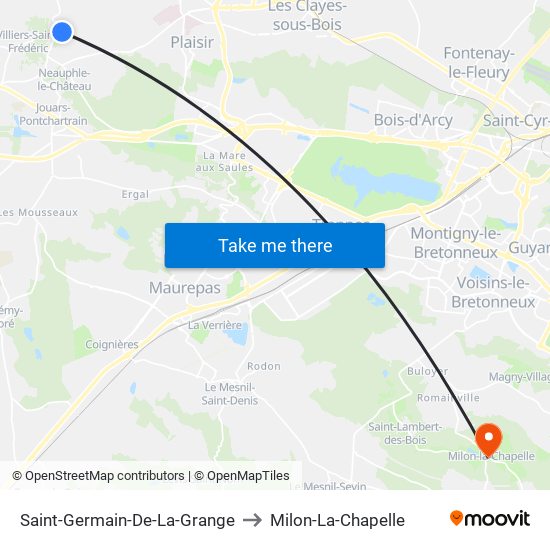 Saint-Germain-De-La-Grange to Milon-La-Chapelle map