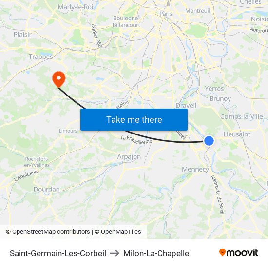 Saint-Germain-Les-Corbeil to Milon-La-Chapelle map