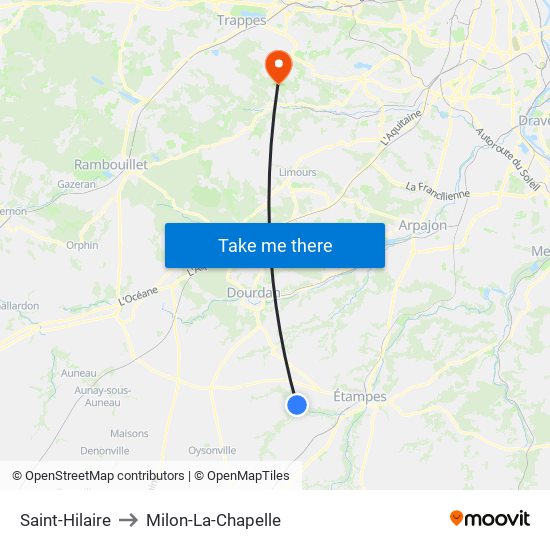 Saint-Hilaire to Milon-La-Chapelle map