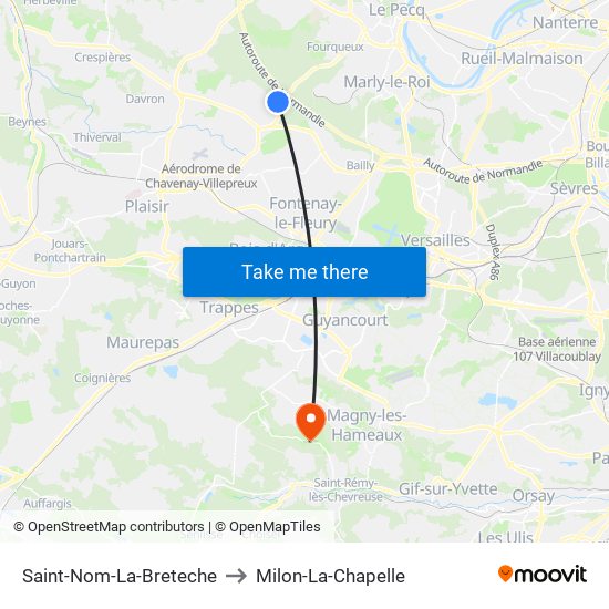 Saint-Nom-La-Breteche to Milon-La-Chapelle map