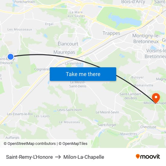 Saint-Remy-L'Honore to Milon-La-Chapelle map