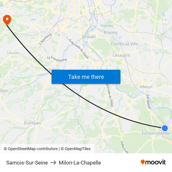 Samois-Sur-Seine to Milon-La-Chapelle map