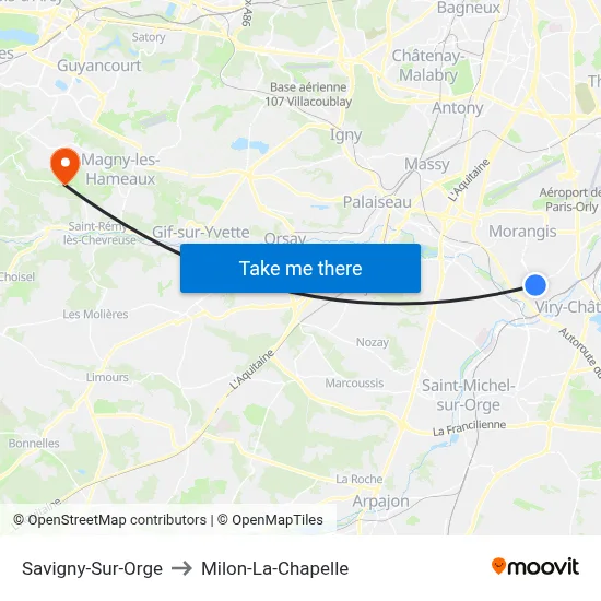 Savigny-Sur-Orge to Milon-La-Chapelle map