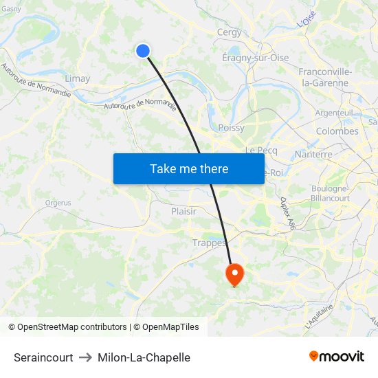 Seraincourt to Milon-La-Chapelle map