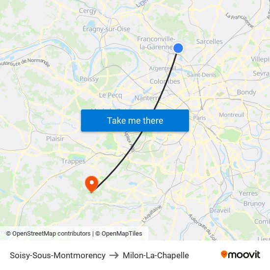 Soisy-Sous-Montmorency to Milon-La-Chapelle map