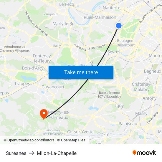 Suresnes to Milon-La-Chapelle map