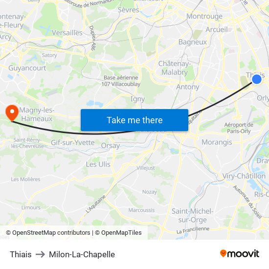 Thiais to Milon-La-Chapelle map