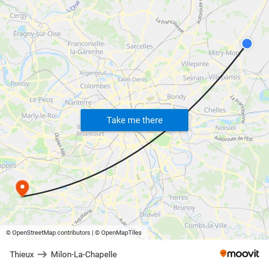 Thieux to Milon-La-Chapelle map