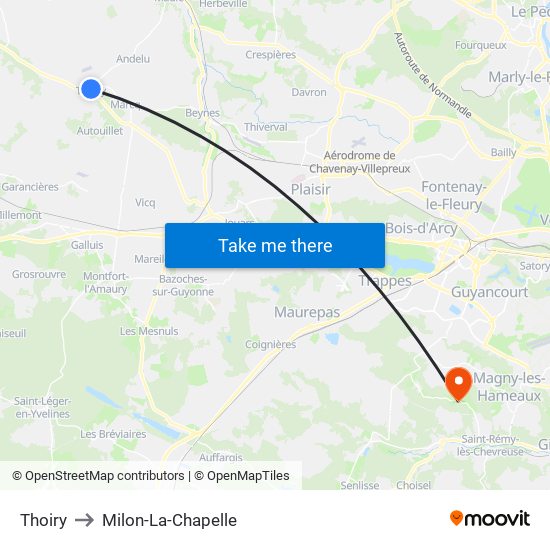 Thoiry to Milon-La-Chapelle map