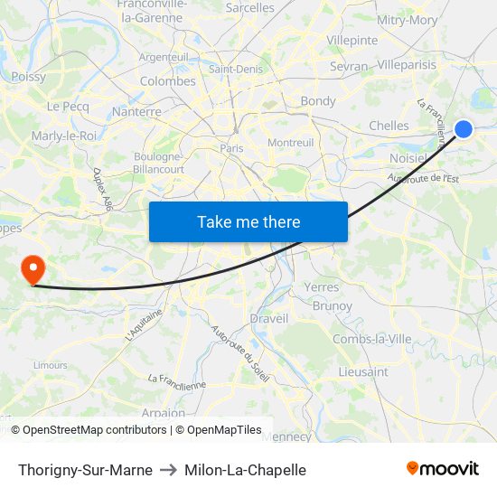 Thorigny-Sur-Marne to Milon-La-Chapelle map