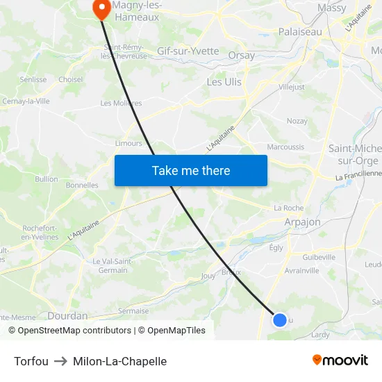 Torfou to Milon-La-Chapelle map