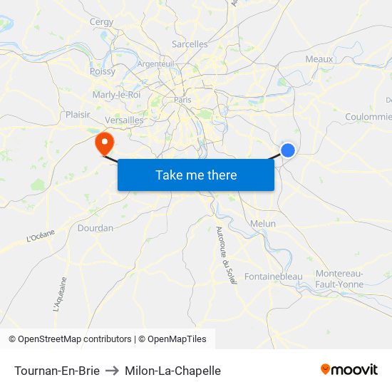 Tournan-En-Brie to Milon-La-Chapelle map