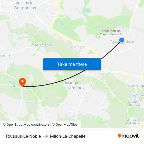 Toussus-Le-Noble to Milon-La-Chapelle map