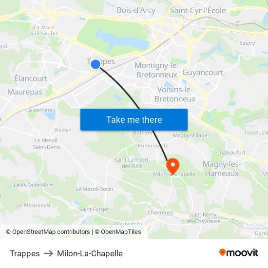 Trappes to Milon-La-Chapelle map