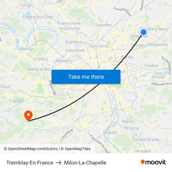 Tremblay-En-France to Milon-La-Chapelle map
