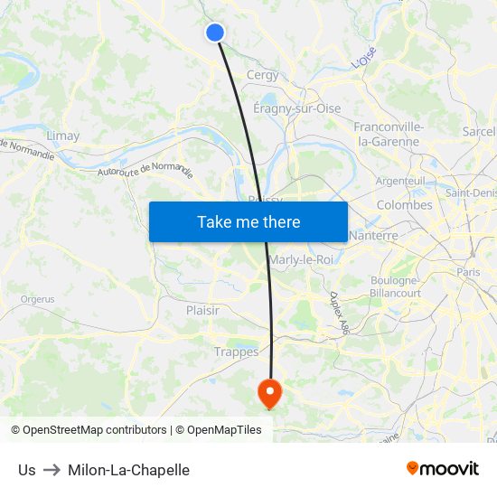 Us to Milon-La-Chapelle map