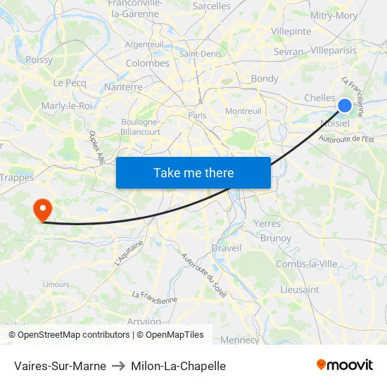 Vaires-Sur-Marne to Milon-La-Chapelle map