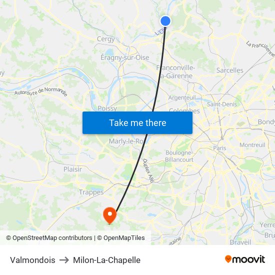 Valmondois to Milon-La-Chapelle map
