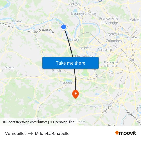Vernouillet to Milon-La-Chapelle map