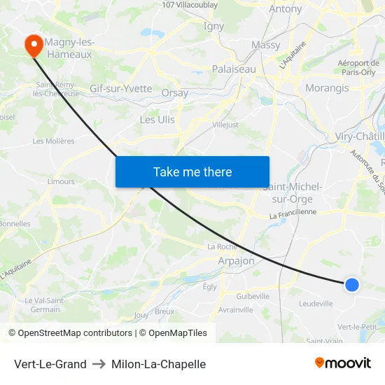 Vert-Le-Grand to Milon-La-Chapelle map