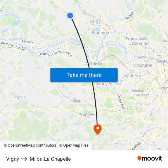 Vigny to Milon-La-Chapelle map