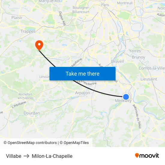 Villabe to Milon-La-Chapelle map
