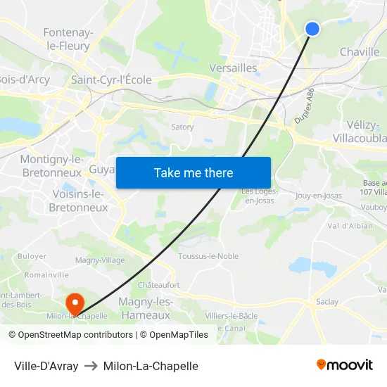 Ville-D'Avray to Milon-La-Chapelle map